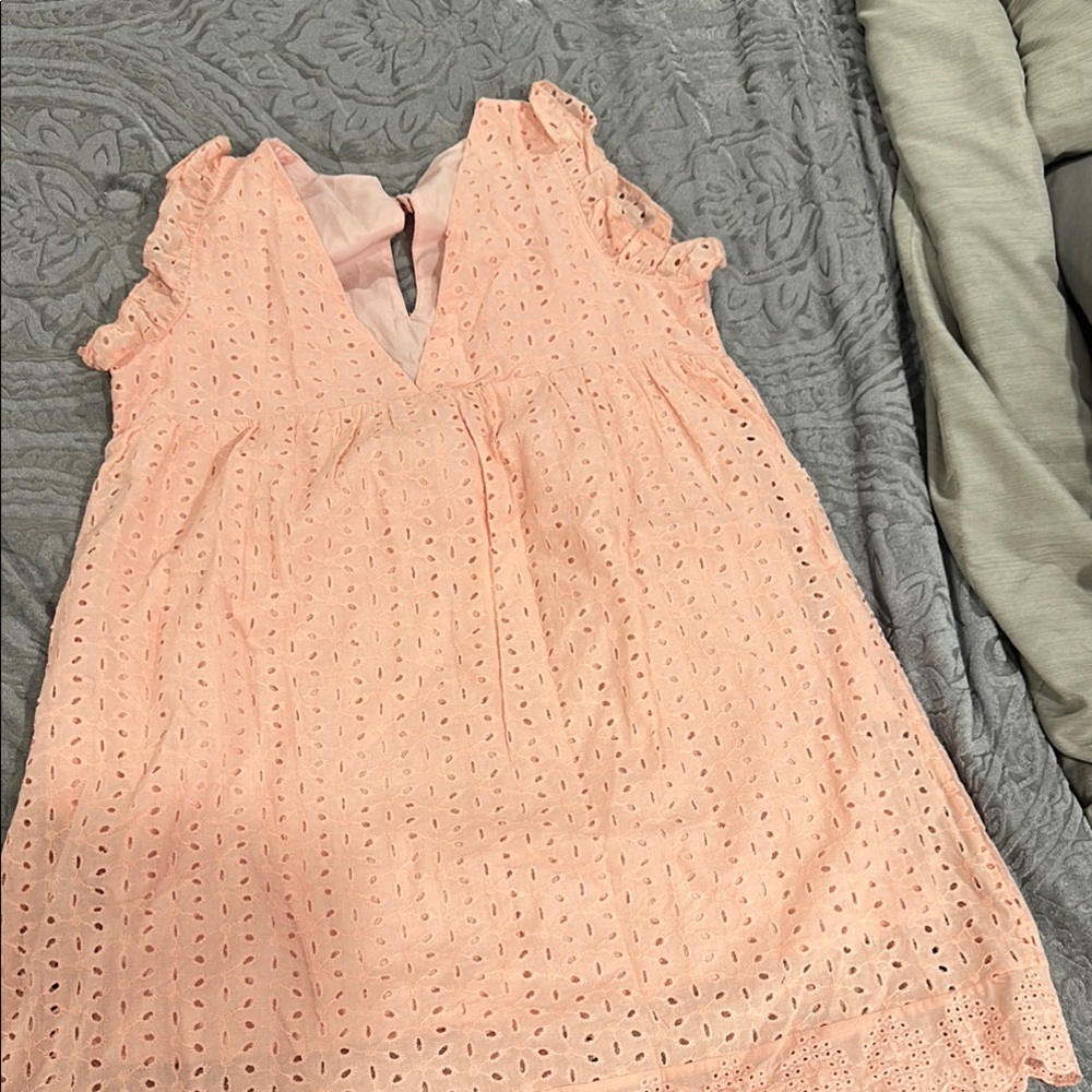 Orange Pink Sleeveless V-Neck Sundress